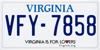 VA license plate VFY7858
