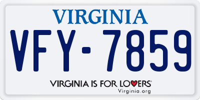 VA license plate VFY7859