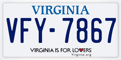 VA license plate VFY7867