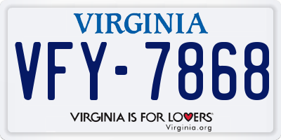 VA license plate VFY7868