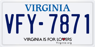 VA license plate VFY7871