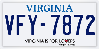 VA license plate VFY7872