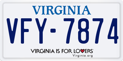 VA license plate VFY7874