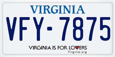 VA license plate VFY7875