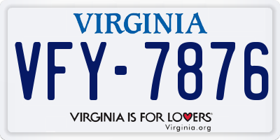 VA license plate VFY7876