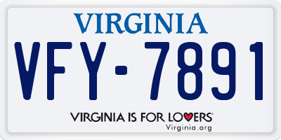 VA license plate VFY7891
