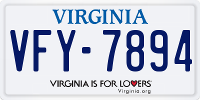 VA license plate VFY7894