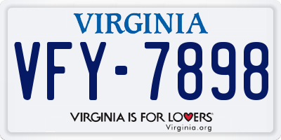 VA license plate VFY7898