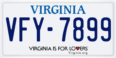 VA license plate VFY7899