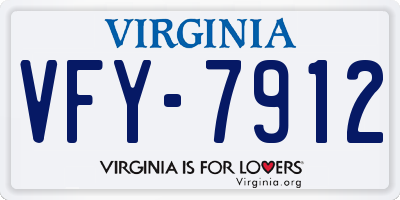 VA license plate VFY7912