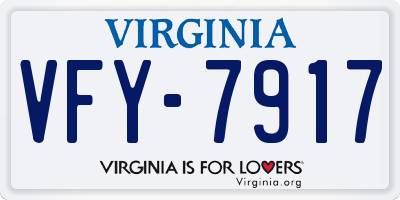 VA license plate VFY7917