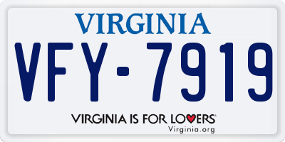 VA license plate VFY7919