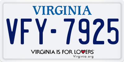 VA license plate VFY7925