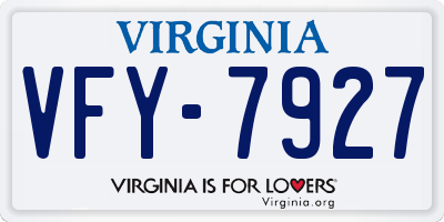 VA license plate VFY7927