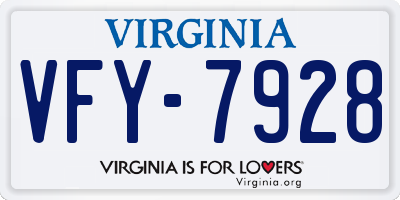 VA license plate VFY7928