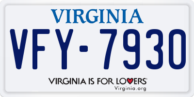 VA license plate VFY7930