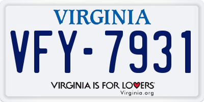 VA license plate VFY7931