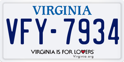 VA license plate VFY7934