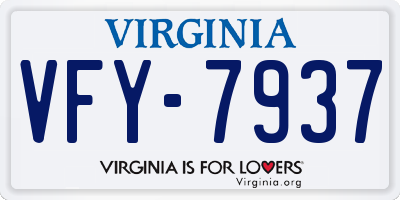VA license plate VFY7937