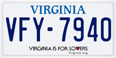VA license plate VFY7940