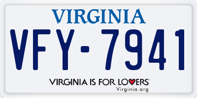VA license plate VFY7941