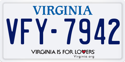 VA license plate VFY7942