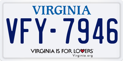 VA license plate VFY7946