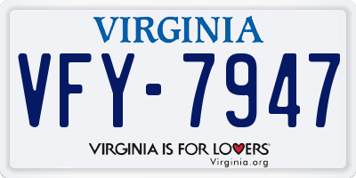 VA license plate VFY7947