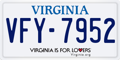 VA license plate VFY7952