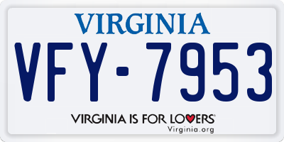 VA license plate VFY7953