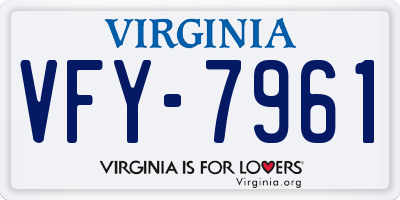 VA license plate VFY7961
