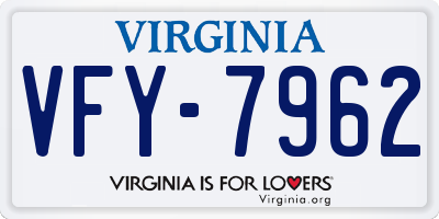 VA license plate VFY7962