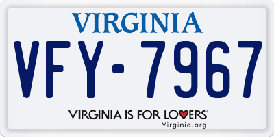 VA license plate VFY7967