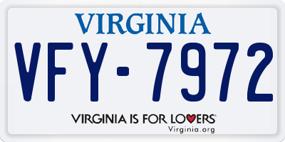 VA license plate VFY7972