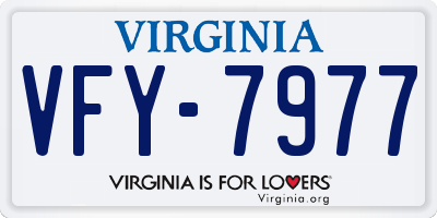 VA license plate VFY7977