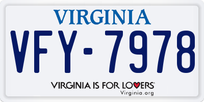 VA license plate VFY7978