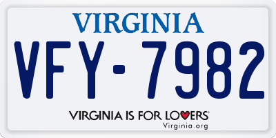 VA license plate VFY7982