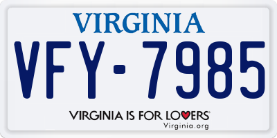 VA license plate VFY7985
