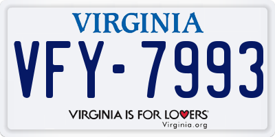VA license plate VFY7993