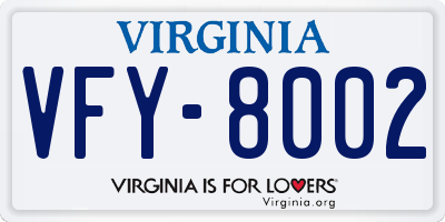 VA license plate VFY8002