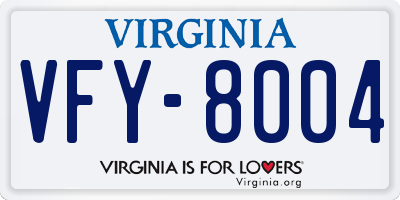 VA license plate VFY8004