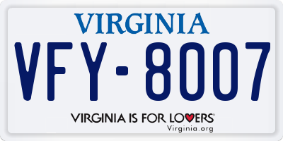 VA license plate VFY8007