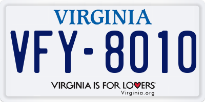 VA license plate VFY8010