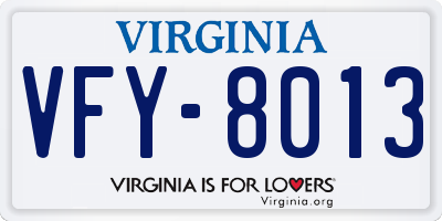 VA license plate VFY8013