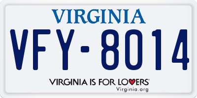 VA license plate VFY8014