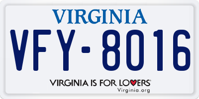 VA license plate VFY8016