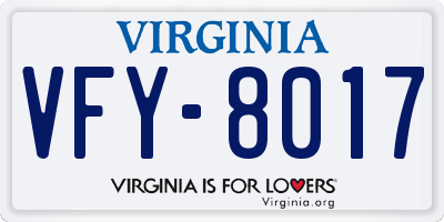 VA license plate VFY8017