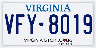 VA license plate VFY8019