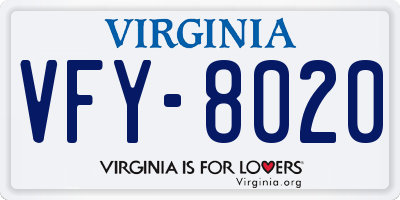 VA license plate VFY8020