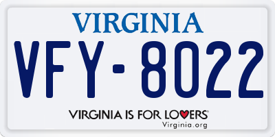 VA license plate VFY8022